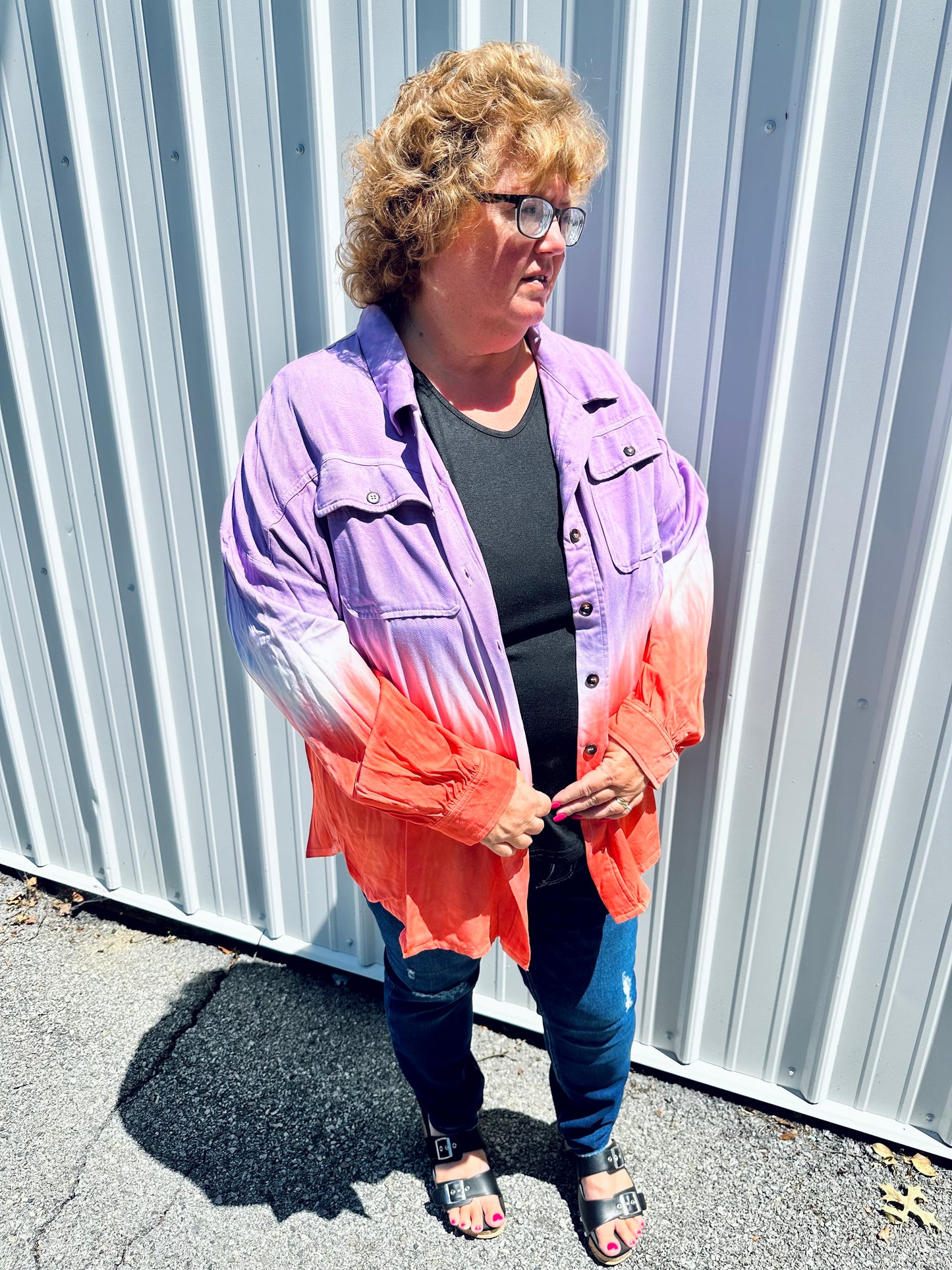 Just Relax Tie-Dye Button Down Top