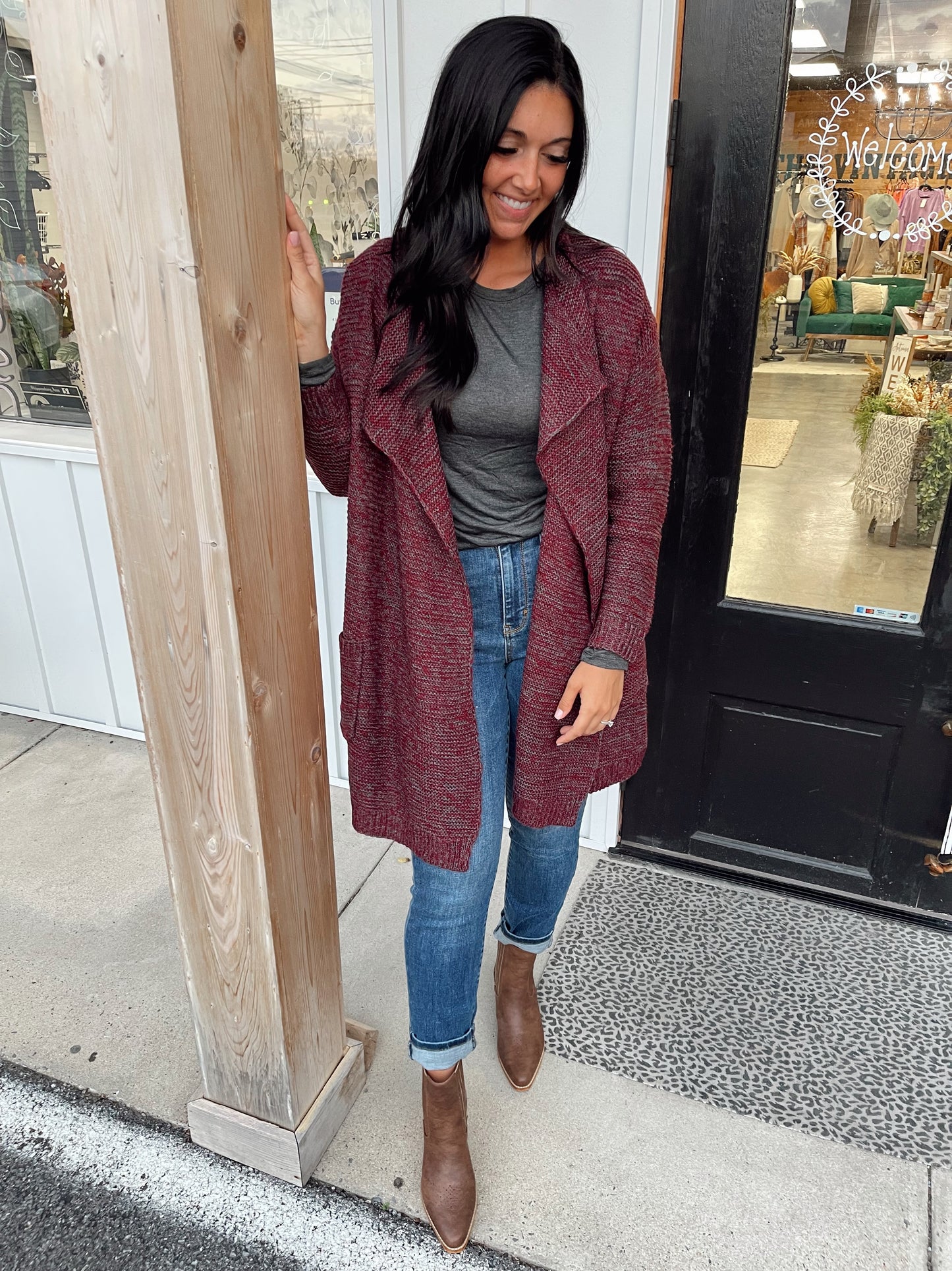 No Surprises Sweater Cardi - Maroon