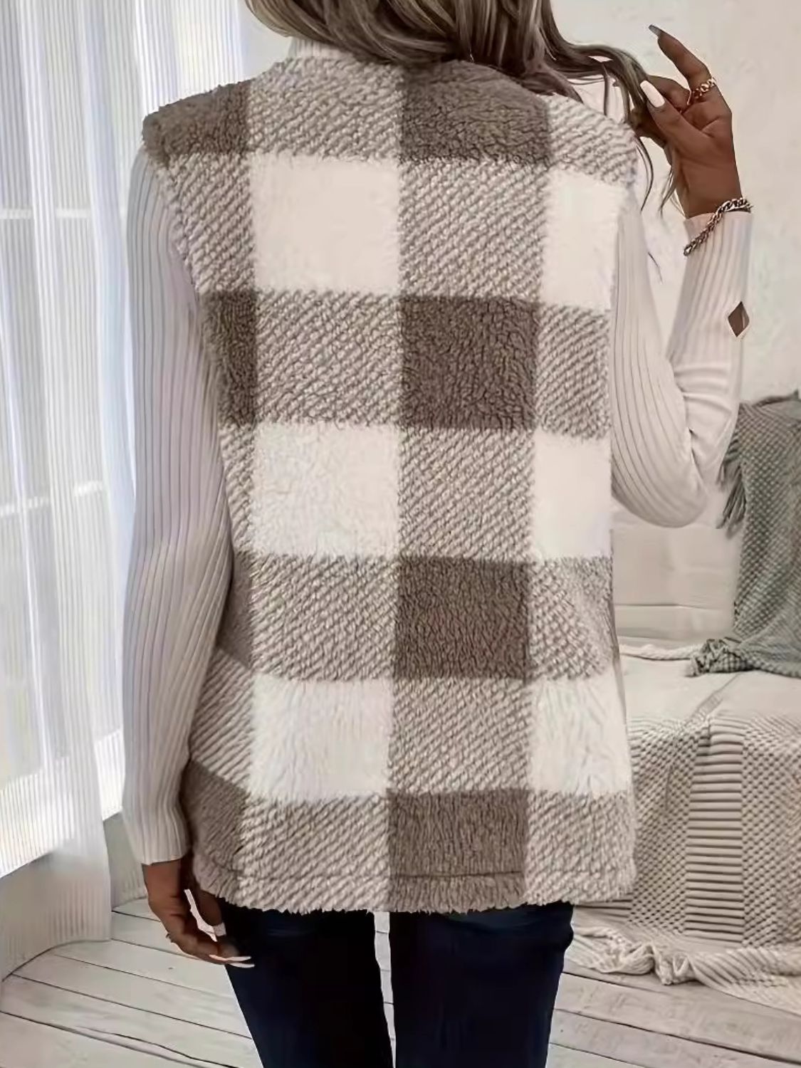 Today is the Day Plaid Vest - Mocha