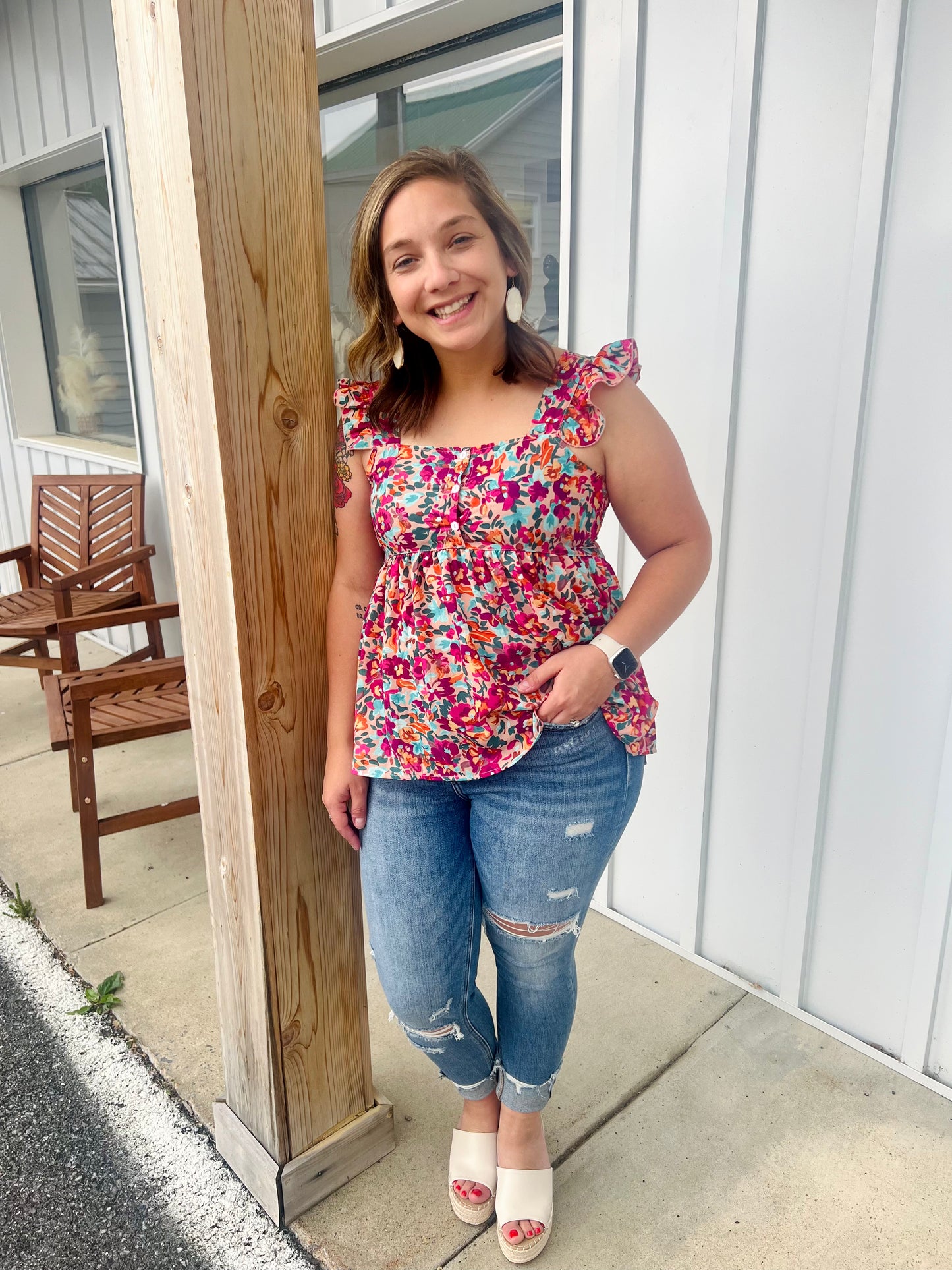 Floral Buttoned Tank