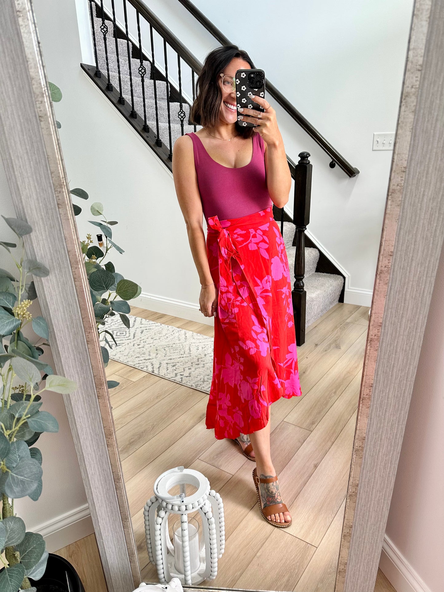 Floral Tied Ruffled Skirt