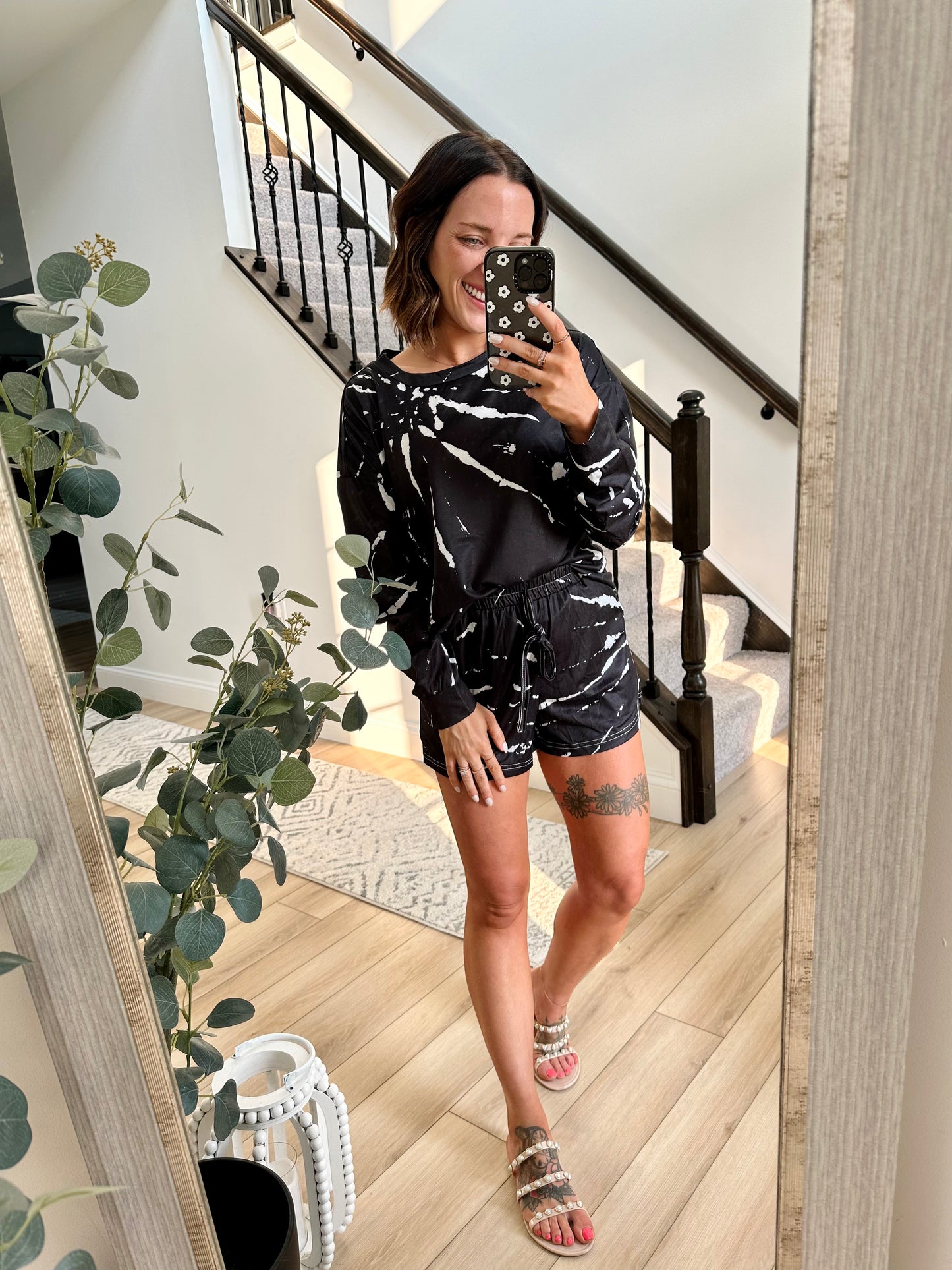 Black & White Tie-Dye Lounge Set