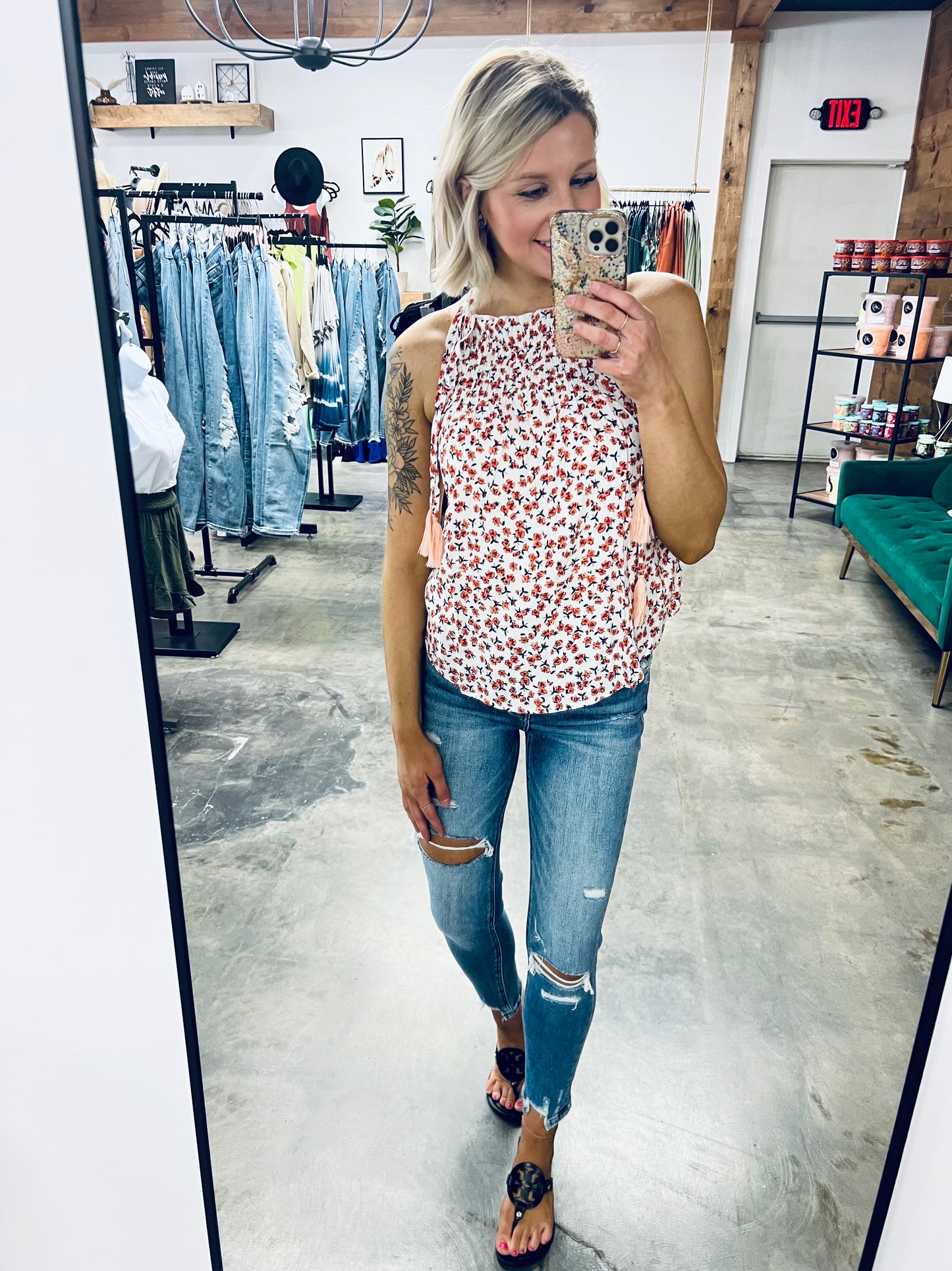 Floral Tied Tassel Cami