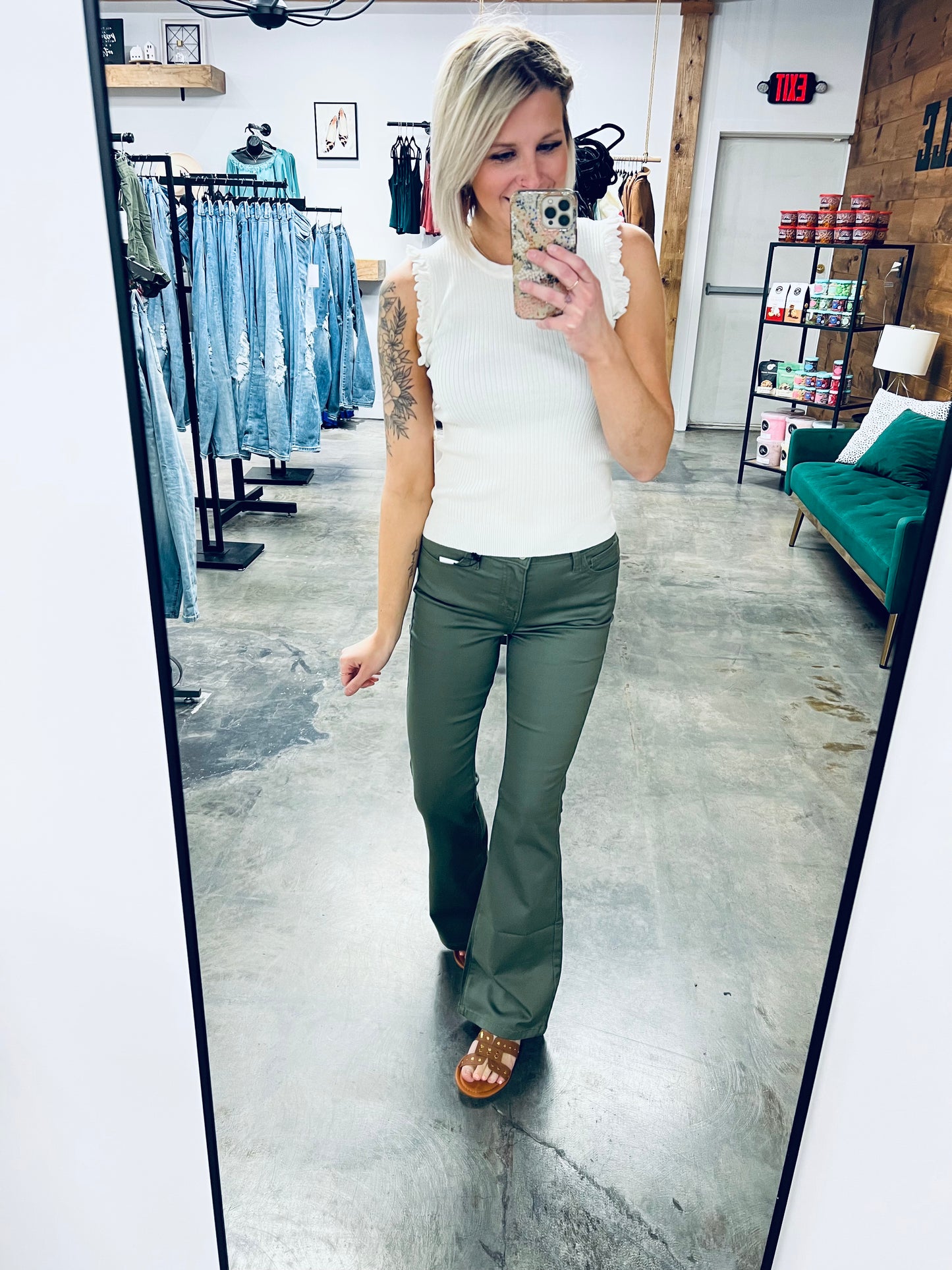 Zenana Clementine Full Size High-Rise Bootcut Jeans in Olive