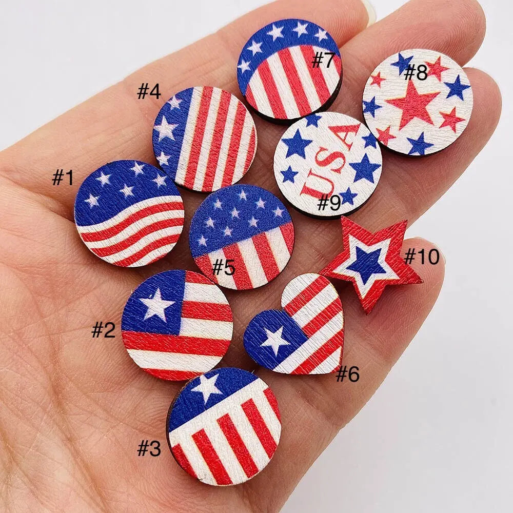 All The Sass Patriotic Wood Stud Earrings