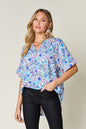 Double Take Printed Short Sleeve Blouse