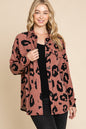 BOMBOM Animal Print Button Up Knit Shacket