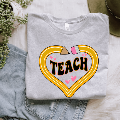 Teach with pencil heart