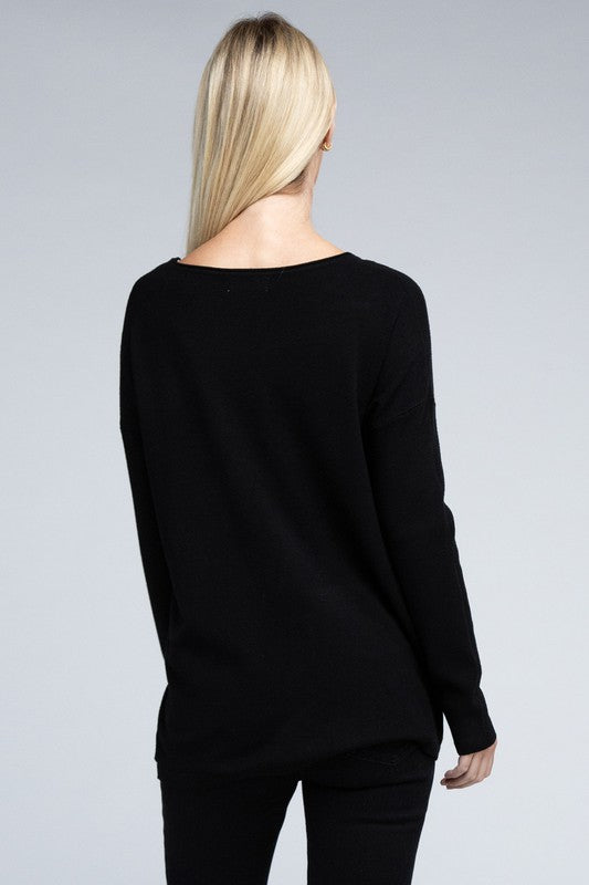 Zenana Front Pockets Sweater