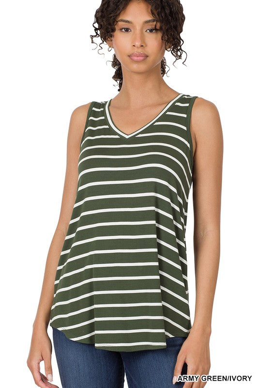 Zenana Living For the Thrill Stripe Tank