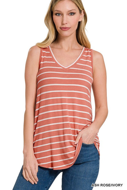 Zenana Living For the Thrill Stripe Tank