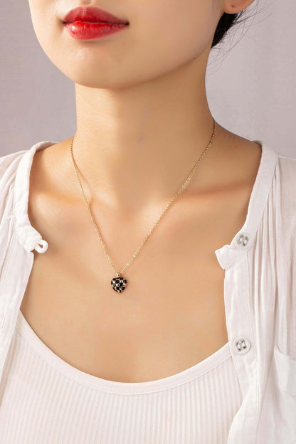 Checker Heart Pendant Necklace *Ships Free - must order by itself*