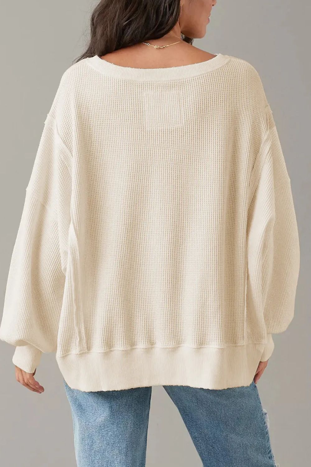 Slit Waffle Pullover