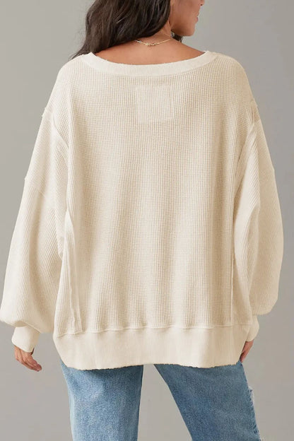 Slit Waffle Pullover