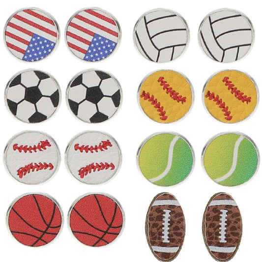 Sports Leather Stud Earrings