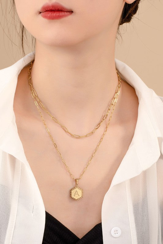 Double Chain Initial necklace