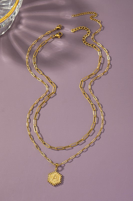 Double Chain Initial necklace