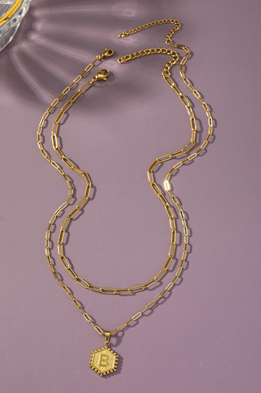 Double Chain Initial necklace