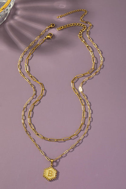Double Chain Initial necklace