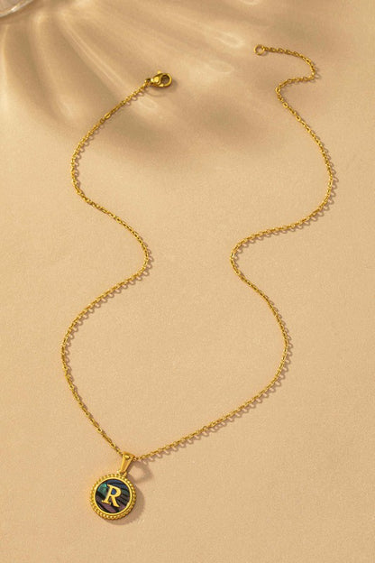 Brass Shell Inlay Initial Necklace