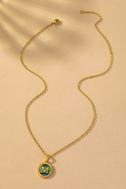 Brass Shell Inlay Initial Necklace