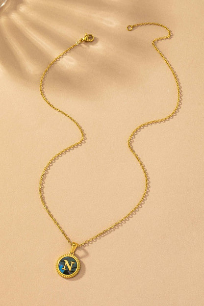 Brass Shell Inlay Initial Necklace