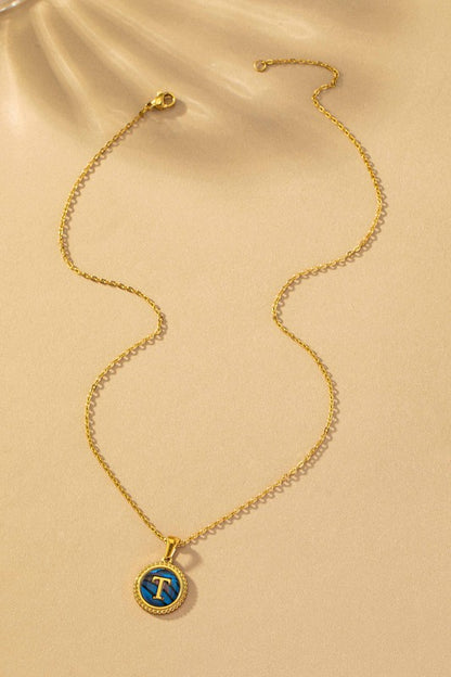 Brass Shell Inlay Initial Necklace
