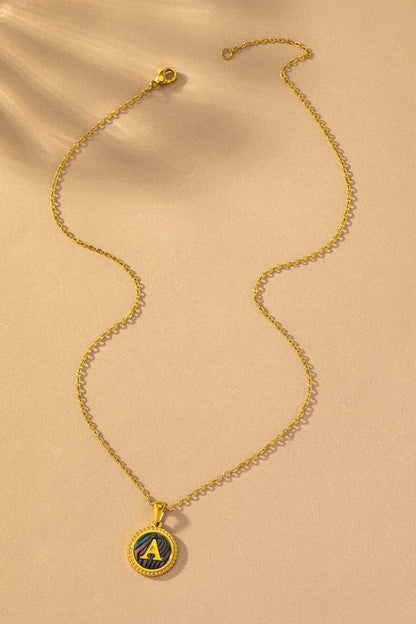 Brass Shell Inlay Initial Necklace