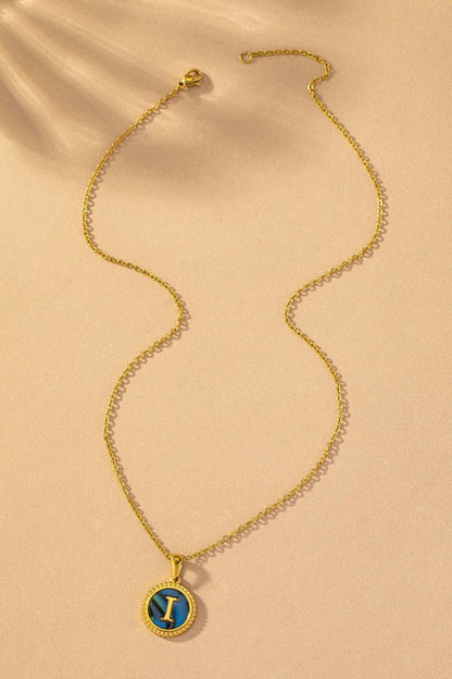 Brass Shell Inlay Initial Necklace