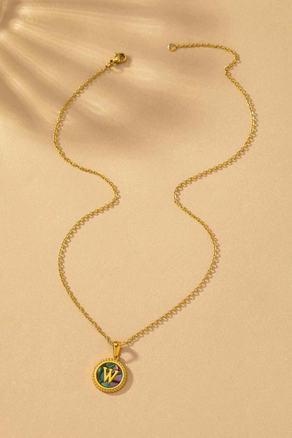 Brass Shell Inlay Initial Necklace