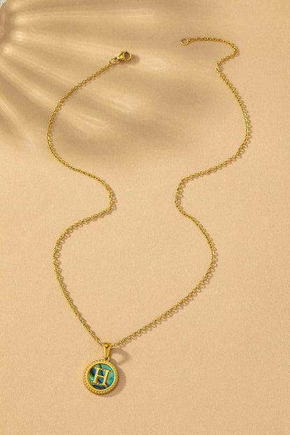 Brass Shell Inlay Initial Necklace