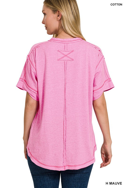 Zenana Raw Crimson Clover Edge Top