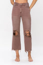 90's Vintage Crop Flare Jean - Mocha Mauve