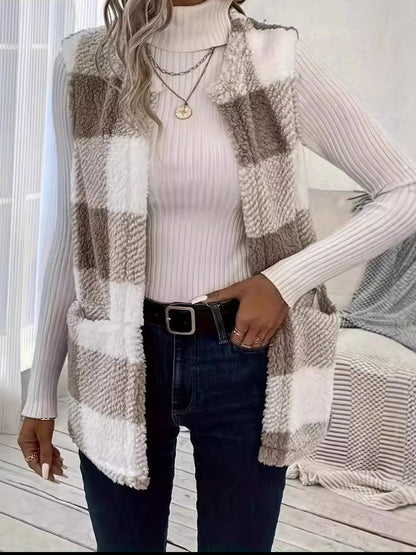 Today is the Day Plaid Vest - Mocha