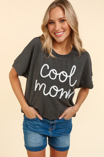 COOL MOM POP UP LETTER DOLMAN KNIT TOP