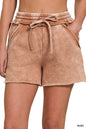 Acid Wash Fleece Zenana Shorts with Pockets