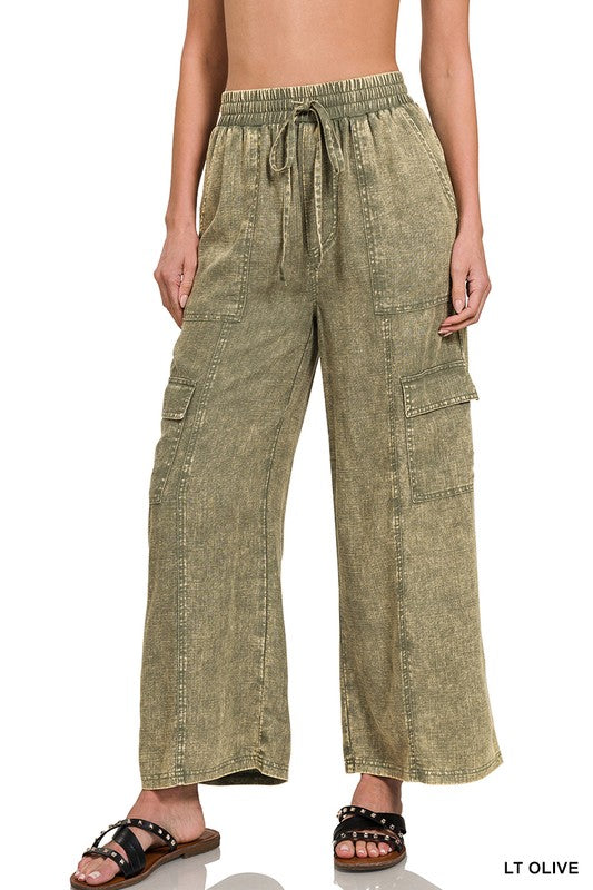 Zenana Sweet Nothings Linen Cargo Pants