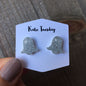 Sparkly Silver Ghost Stud Acrylic Earrings