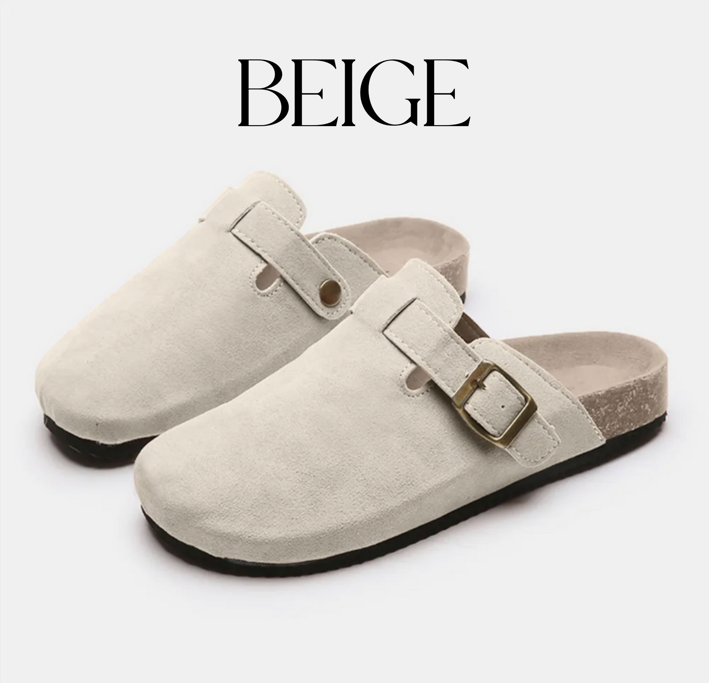 Suede Buckle Clogs $40