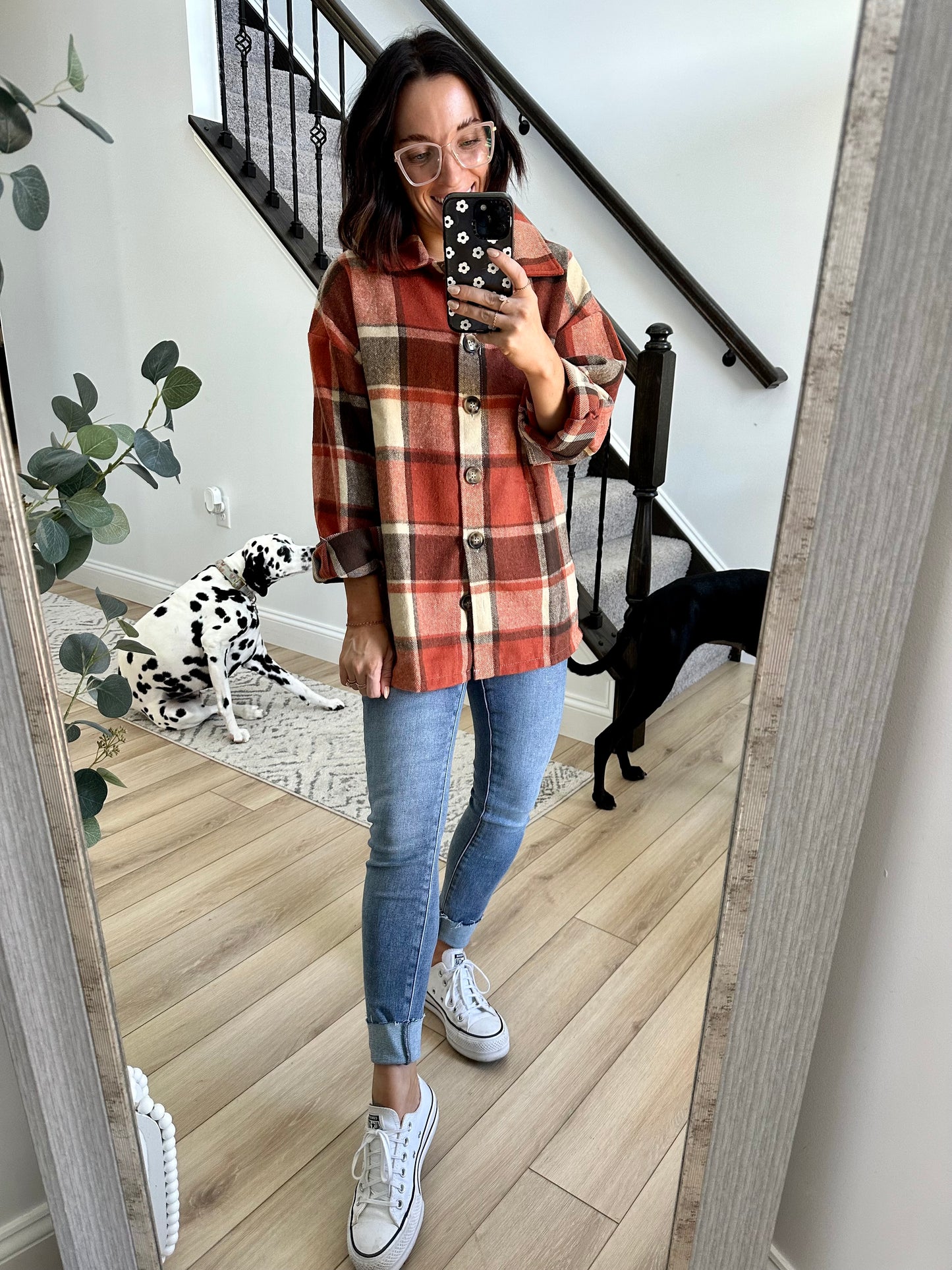 Plaid Button-Down Jacket