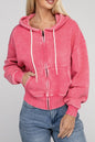 Zenana Ignite The Night Acid Wash Cropped Hoodie