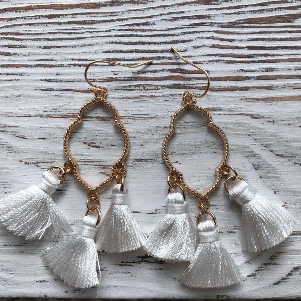 Ava Gold Tassel Drop Hoop Earrings