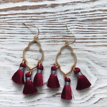 Ava Gold Tassel Drop Hoop Earrings