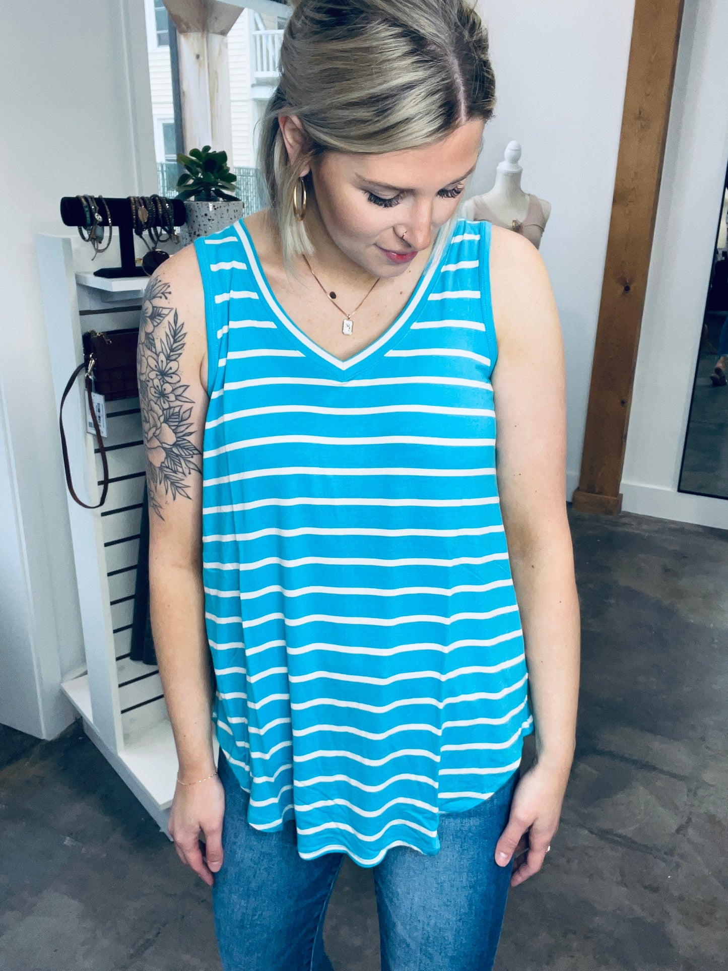 Zenana Living For the Thrill Stripe Tank