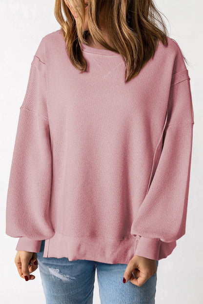 Slit Waffle Pullover