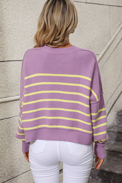 Take What You Get Striped Dropped Shoulder Sweater