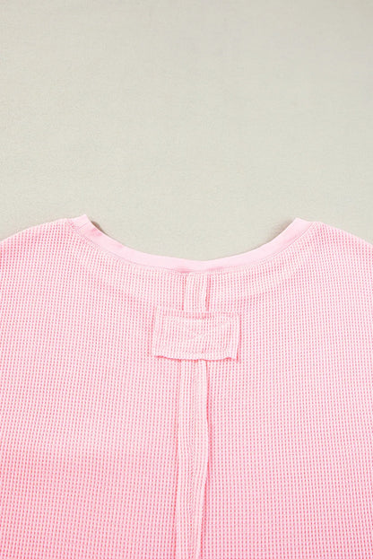 On A Daily Basis Waffle- Knit Top and Shorts Set