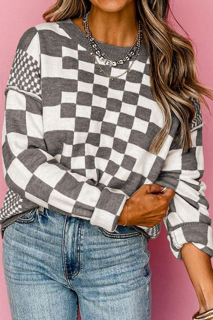 Reach Me Checkered Sweater