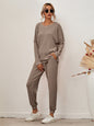 Round Neck Dropped Shoulder Top and Joggers Lounge Set