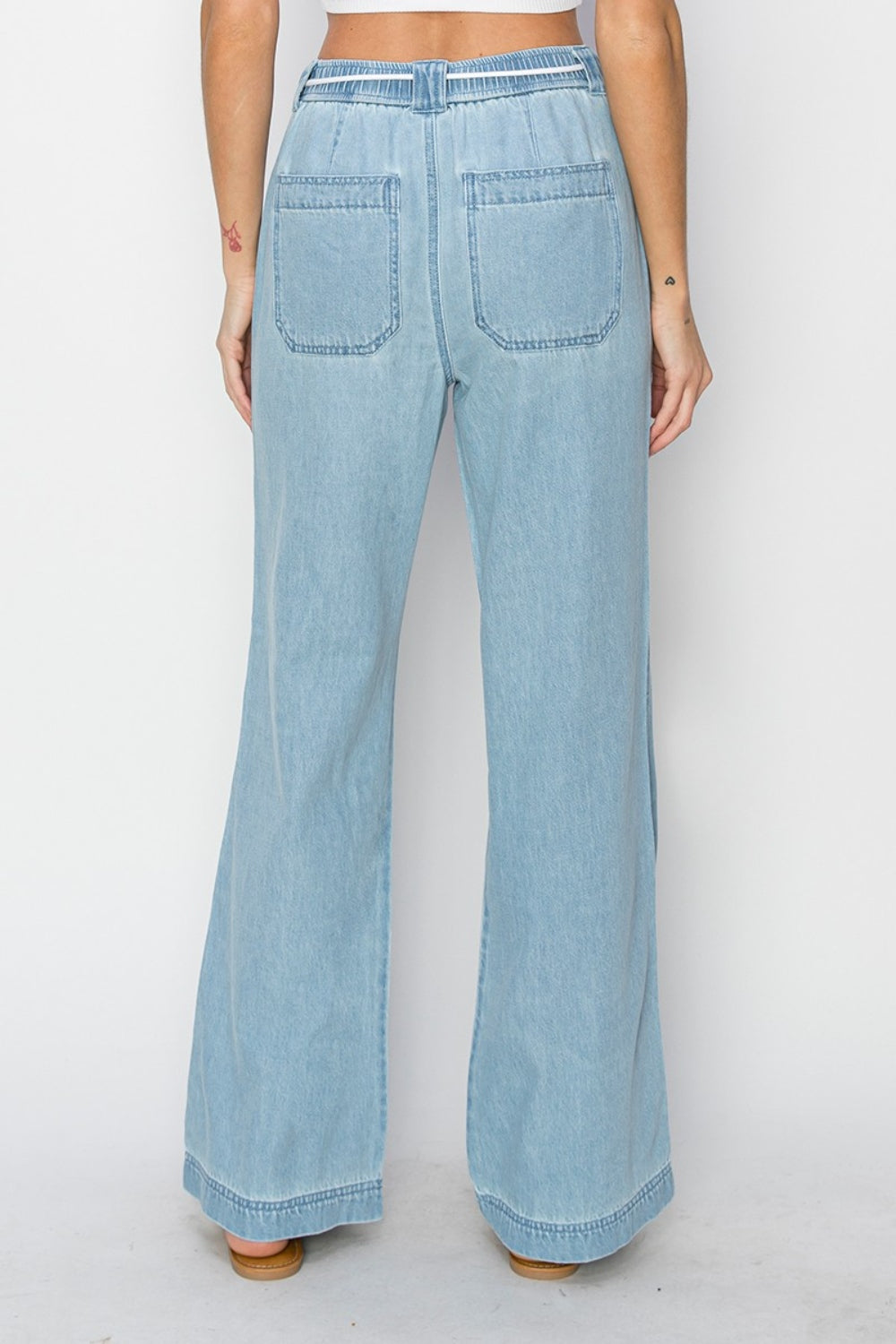 Risen Chambray High Rise Straight Pants